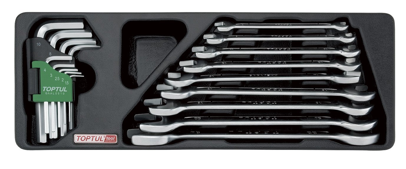 Double Open End Wrench & Hex Key 18pcs Wrench Set