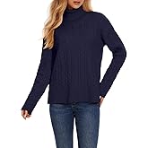 ZANZEA Turtleneck Sweater Women Long Sleeve Oversized Pullover Spilt Hem Chunky Cable Knit Jumper Fall Sweaters 2025