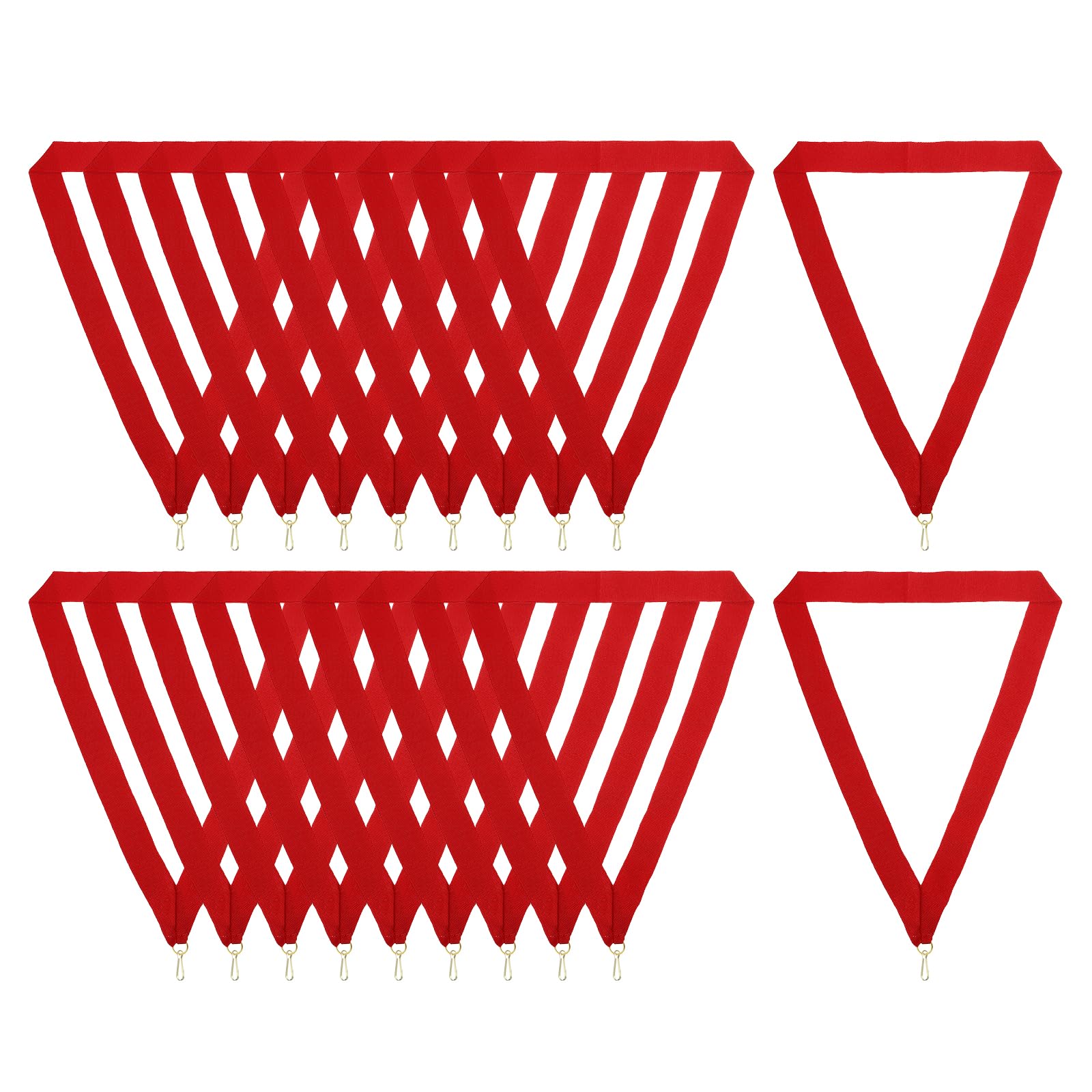 PATIKIL Award Neck Ribbons with Snap Clips, 20 Pcs Polyester Striped Medal Lanyards Ribbon for Competitions Sports Meetings Sports Party, Red