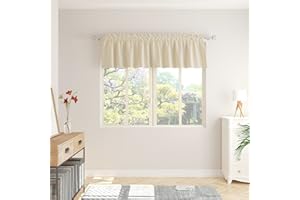 LKTCOBTAC Beige Small Tiers Kitchen Short Small Mini Window Curtains Valance 10 inches Length Blackout Home Decor Blackout Basement rv Camper Living Room/Bedroom 42W by 10L 1 Piece Rod Pocket