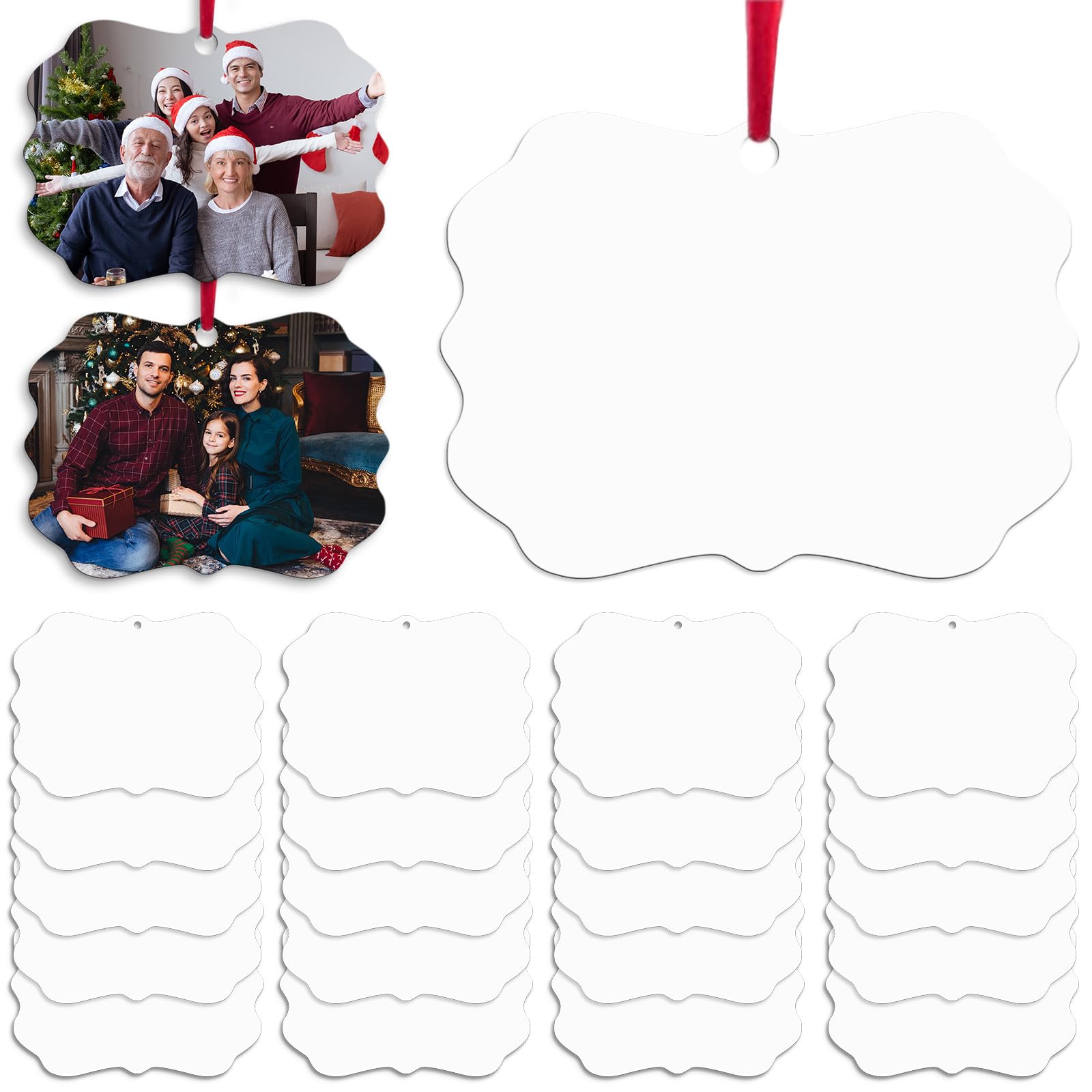View 1 of 20 pcs Sublimation Ornament Blanks Sublimation Blanks Ornaments Products for Christmas Day and Halloween Day Decoration