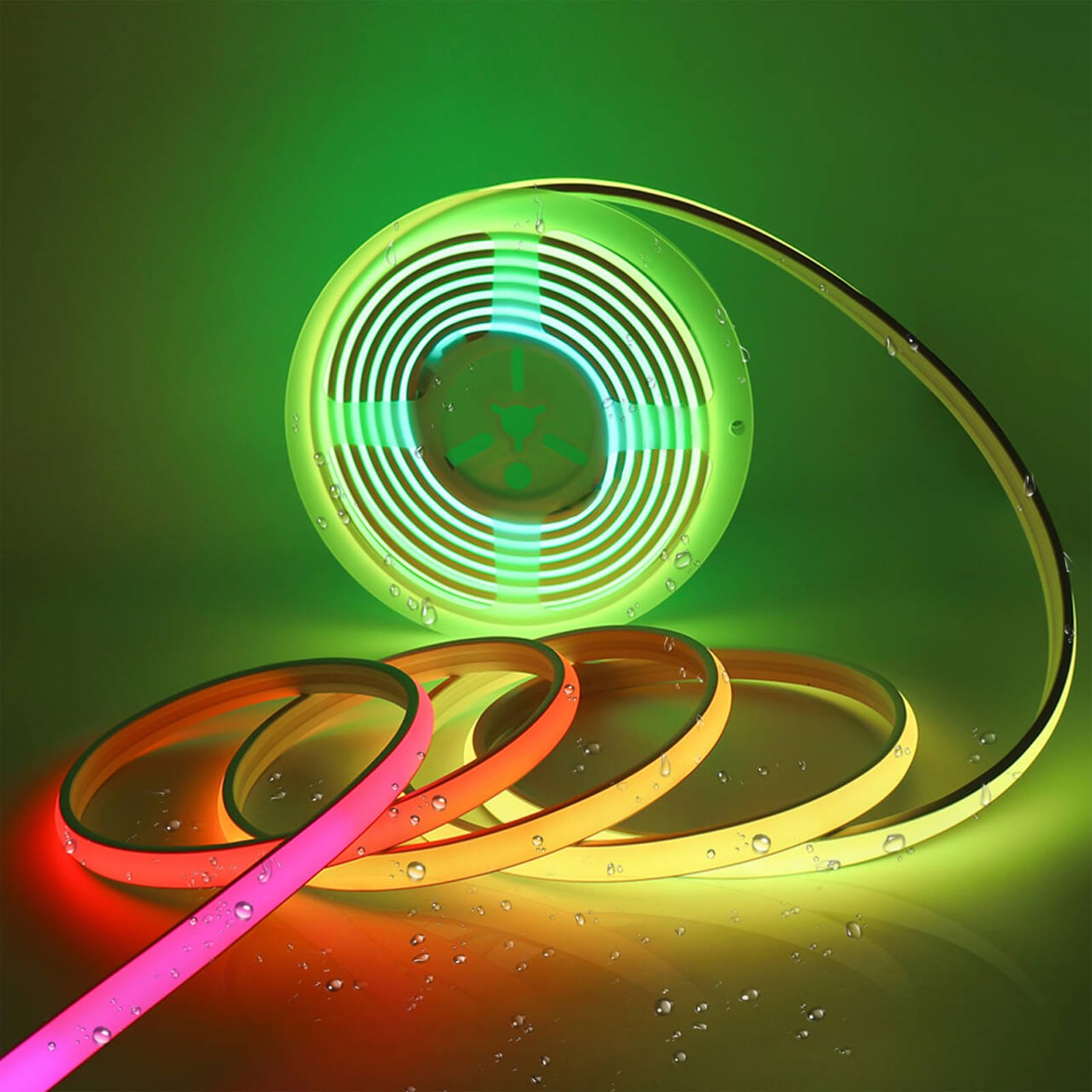 Photo 1 of Addressable COB LED Strip, IP68 Waterproof 12V 16.4ft WS2811 RGB-IC Dream Rainbow ColorWhite PCB LED Tape 720LEDs/m with Silicone Tube for Outdoor Decor Lighting (Without Controller and Power Supply)