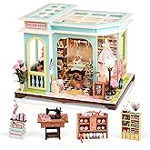 DIY Miniature House Kit,Tailor Shop Dollhouse Miniature Kit with LED & Furniture,Mini Diorama House Building Kit for Adults,3D Wooden Craft Tiny House Mini Model Kit,Home Decor Family Birthday Gifts