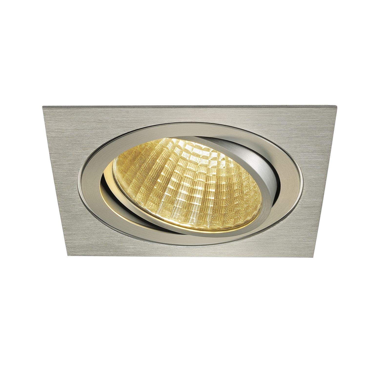 SLV New TRIA DL Square Set LED Ceiling Recessed Downlight COB 2700 K 30 °C, Includes Driver, Clip Feathers Brushed Aluminium 114286