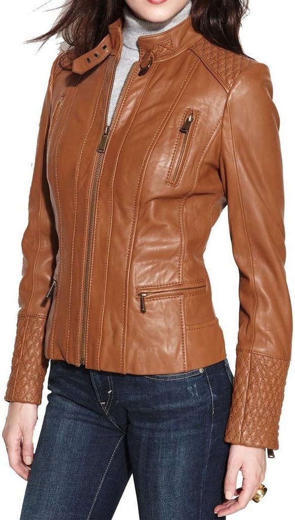 TLJ Best SELLER PU Leather Womens Motorcycle Leather Jacket - X Large