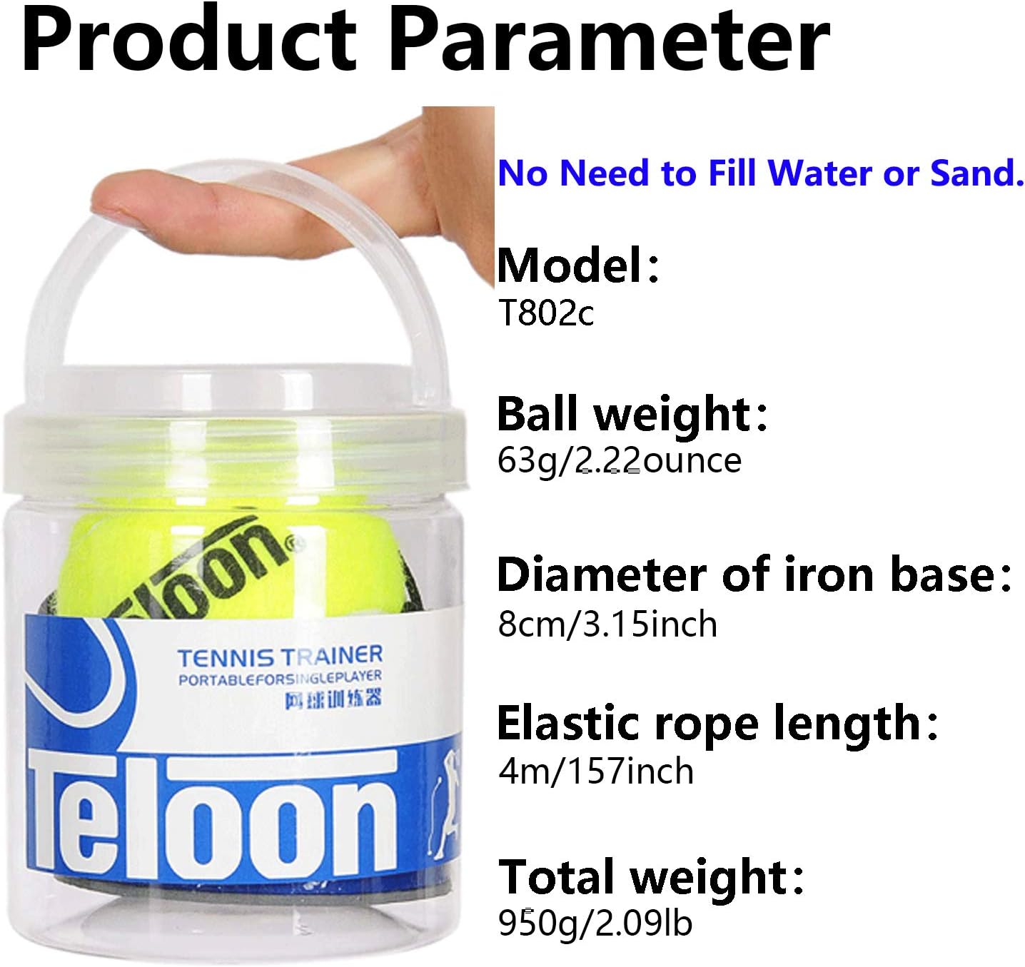 Teloon springen Tennis Trainer Rebound Ball Iron Base Tennis Training Tool，2.35LB Weight Heavy with 2PCS Replaceable String Self-Study Rebound Ball Baseboard Sparring Device : Sports & Outdoors