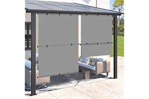 SunnyRoyal 8'W X 6'L Patio Shades Outdoor Roller Shades Blinds Foldable for Deck Yard Porch Balcony Backyard(Grey)