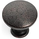 Cosmas 10 Pack 5305HB Hammered Bronze Traditional Round Solid Cabinet Hardware Knob - 1-1/4" Diameter