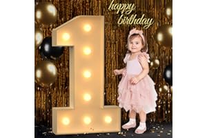 MIXIFOX 3FT Marquee Numbers, Light Up Numbers 1 for 1st 16th 21st Birthday Decorations, Big Numbers for Party Decorations, Large Light Up Numbers for Party Decor DIY Pre-Cut Foamboad Mosaic Numbers