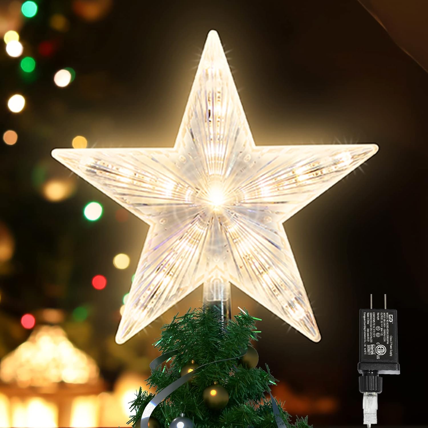 Tree Toppers - LAMPHOME Christmas Tree Topper (8.3 Inch 31 LED Twinkling Warm White)