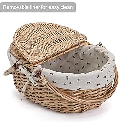 Wicker Picnic Basket with Removable Liner Empty