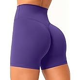 Olmlmt Biker Shorts Women 4.5" Hidden Scrunch High Waisted No Front Seam Yoga Workout Shorts