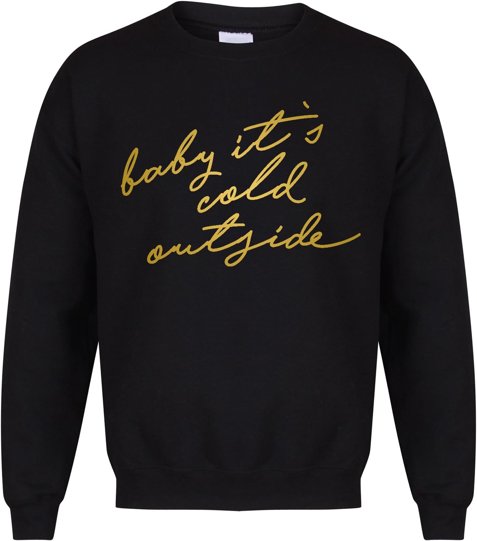Kelham Print Unisex Slogan Sweater Jumper Baby It's Cold Outside Black