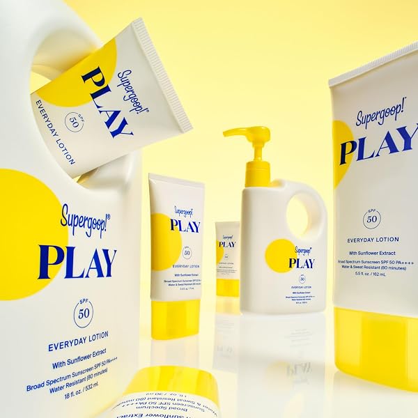 SUPERGOOP! PLAY EVERYDAY LOTION SPF 50 – BROAD SPECTRUM BODY & FACE SUNSCREEN – GREAT FOR ACTIVE DAYS – FAST ABSORBING, WATER & SWEAT RESISTANT – 18 FL OZ