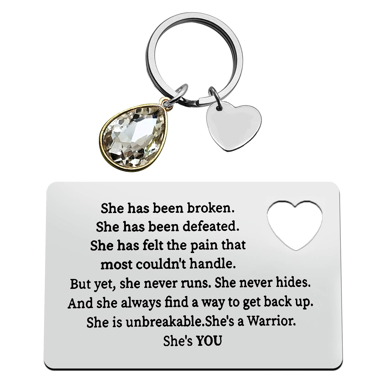 Cancer Survivor Gift Engraved Wallet Card for Women Cancer Fighter Gift She's a Warrior Keyring Cancer Awareness Inspirational Gifts for Women Get Well Gifts Recovery Gifts Encouragement Gifts