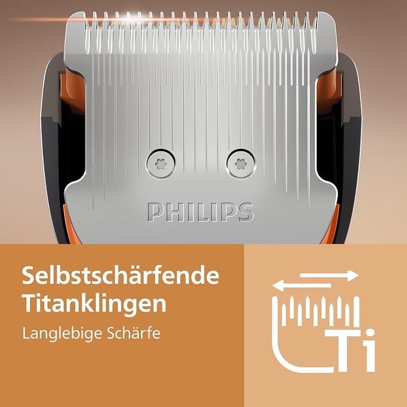 Hair Clipper Series 9000 - Haarschneider für Männer & Frauen, selbstschärfende Klingen, 28 Längen in 1-mm-Schritten, Trim-and-Flow, bis zu 180 Min. Laufzeit, 4-teiliges Barberset, HC9721/15