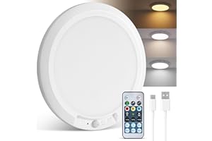 wowatt 10000mAh Rechargeable Ceiling Light with Remote, 3 Color Temperatures & Brightness Dimmable, Wireless Ceiling Light with Magnetic Design, Battery Ceiling Light for Shower Hallway Pantry
