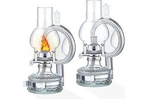SYOENK 2 Pack Large Wall Kerosene Lamp Lantern Rustic Chamber Oil Lamps for Indoor Use Wall Mounted Oil Lamp for Indoor Use Vintage Glass Clear Hurricane Lantern