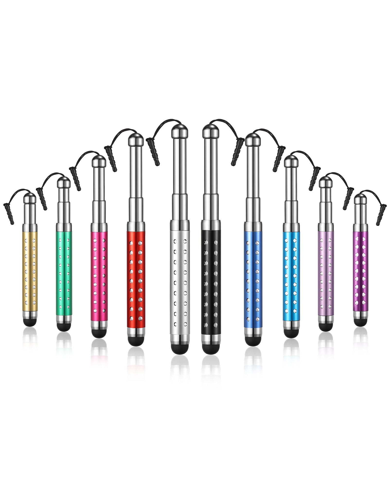 Yizhet Retractable Stylus Pens Crystal Design x 10 - Suitable for Smartphones and Tablets (Crystal Retractable Version)