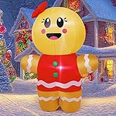 GOOSH 6.7 FT Christmas Inflatables Gingerbread Outdoor Decorations Blow Up Yard Gingerbread Man Inflatable with Built-in LEDs for Indoor Christmas Holiday Party Garden Lawn Decor