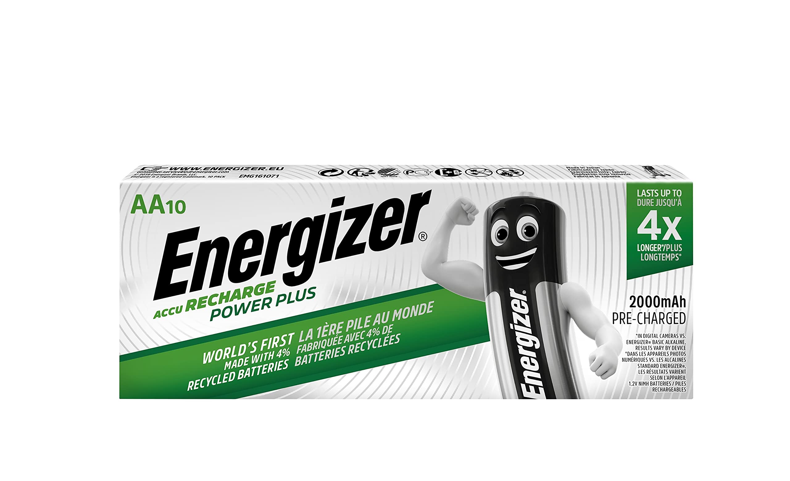 Energizer 634354 2000MAh AA Rechargeable Battery (Pack of 10) - Packaging May Vary