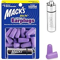 Mack’s Slim Fit Soft Foam Earplugs, 7 Pair with Travel Case – Small Ear Plugs for Sleeping, Snoring, Traveling, Concerts and