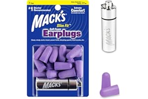 MACK'S Mack’s Slim Fit Soft Foam Earplugs, 7 Pair with Travel Case – Small Ear Plugs for Sleeping, Snoring, Traveling, Concerts, Shooting Sports and Power Tools | Made in USA