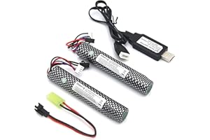 Cuzieey 2 pcs 11.1V 2000mAh Gel -Gun Battery SM2P Plug: Lipo Battery for Splatter Balls - Compatible with Water Bead Blaster (11.1v)