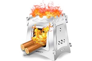 VODA Camping Wood Stove Burner for Outdoor Camping Hiking Cooking Outside Light Weight Portable Backpacking Stainless Steel Stoves for BBQ Picnic