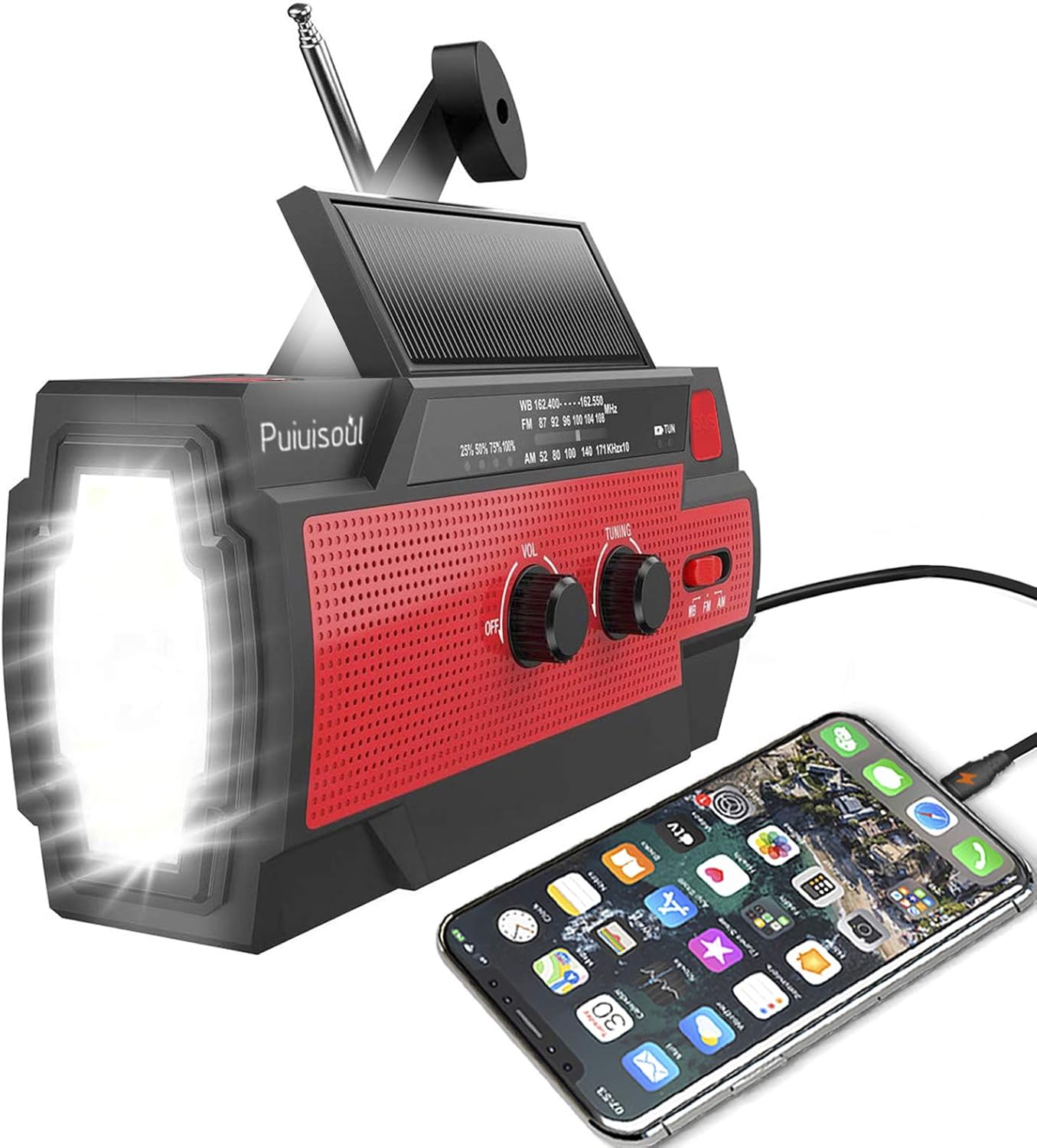 [2020 New Version] Emergency-Hand-Crank-Radio,4000mAh Portable Weather Solar Radios with Motion Sensor Reading Lamp,3 Gear LED Flashlight,SOS Alarm,Cell Phone Charger,AM/FM/NOAA (Green): Electronics