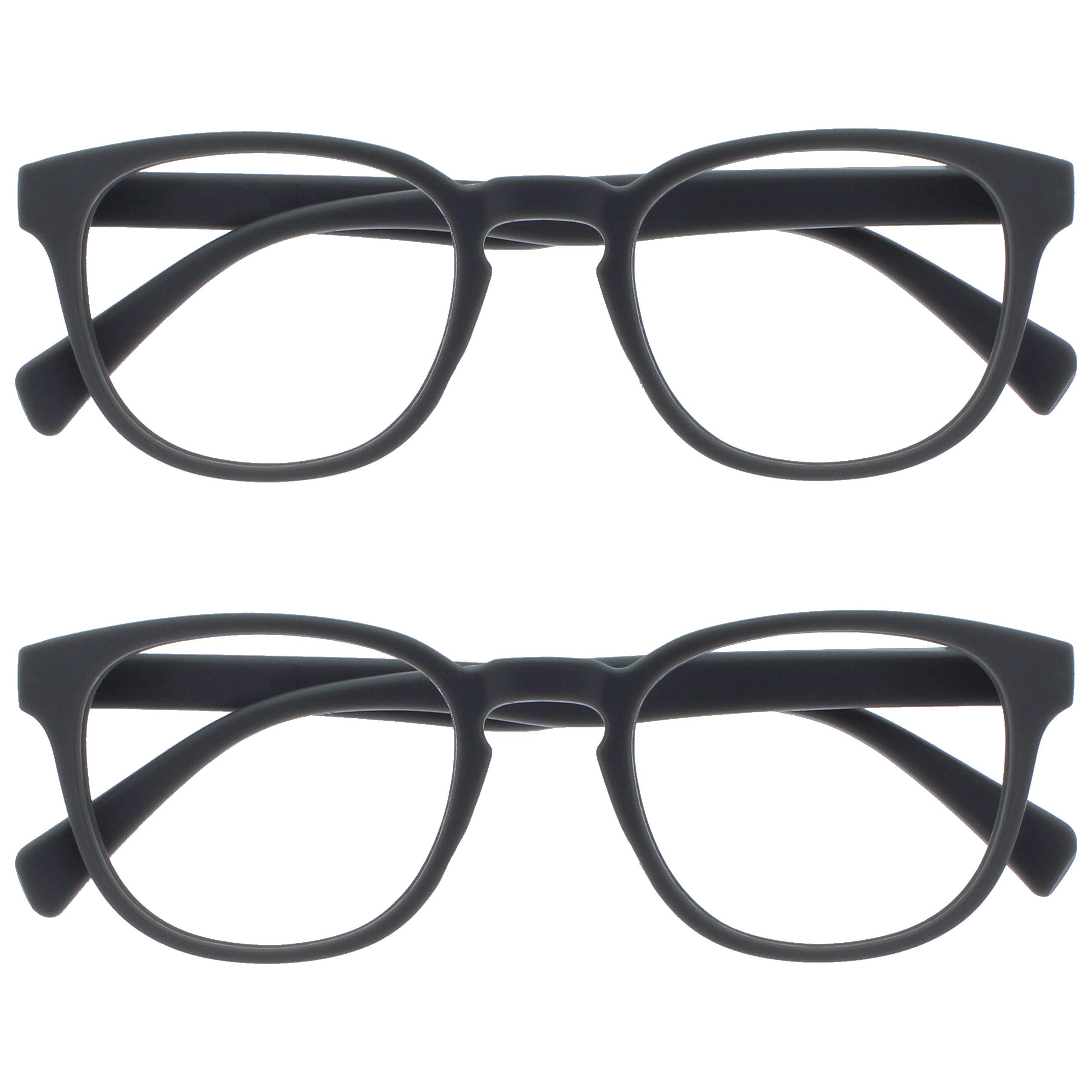OPULIZE POP Reading Glasses for Women Men,Scratch Resistant Round Matt Frame with Spring Hinges, Grey +3.00 (Pack of 2)