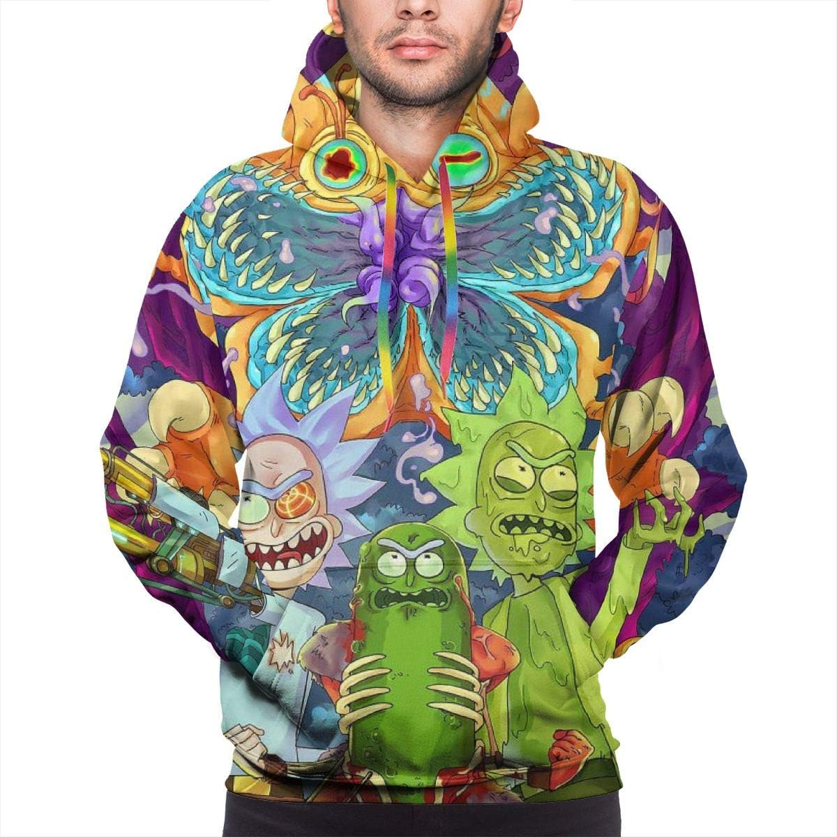 customgogo Men's Print Pullover Hoodie Fun Pattern Hoodie Sweatshirt Color Drawstring Pocket