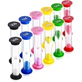 Dsmile Sand Timer,Plastic Hourglass Timer,Colorful Sandglass Hourglass Sand Clock Timer 30sec / 1min / 2mins / 3mins / 5mins / 10mins (12pcs)