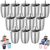VEGOND Stainless Steel 12 oz Tumblers bulk Vacuum Insulated Double Wall Travel Tumbler with Lid and Straw Reusable Tumbler,Stainless 12 pack