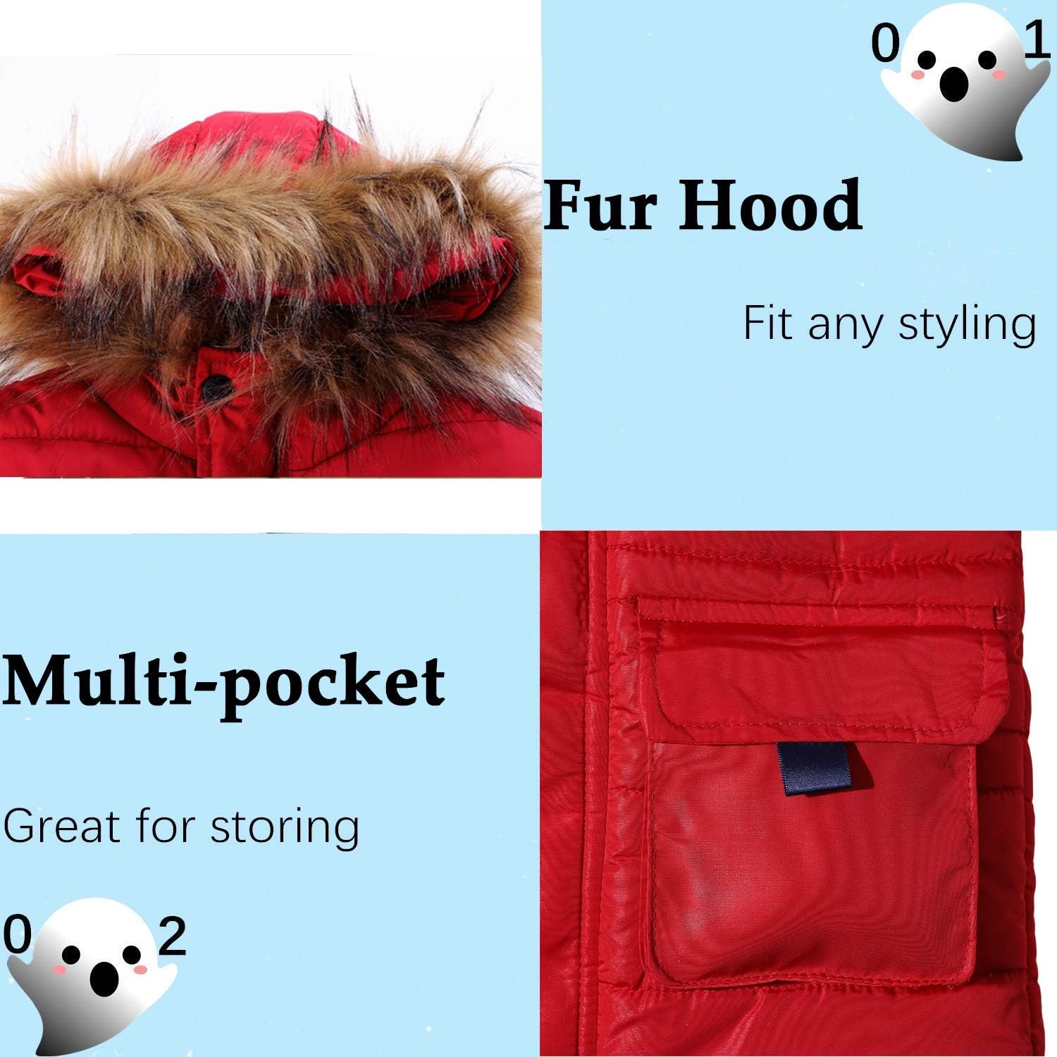 FARVALUE Boy Winter Coat Warm Quilted Puffer Water Resistant Parka Jacket with Detachable Fur Hood for Big Boys: Clothing