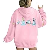 FASHGL Womens Magic Zip Up Hoodies Princess Sweatshirt Oversized Family Vacation Zip-Up Hoodie Cute Long Sleeve Pullover