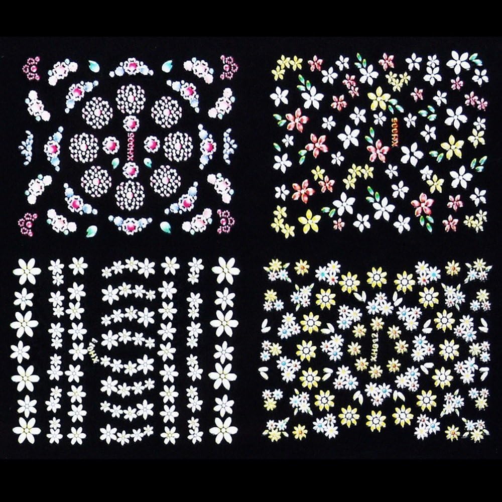 Xx Shop 30 Sheets 3D Colorful Decal Stickers Nail Art Manicure Tips Diy Decoration Rose