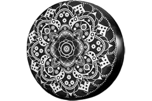 KiuLoam Tribal Ethnic Floral Mandala Pattern Spare Tire Cover Polyester Universal Sunscreen Waterproof Wheel Covers for Trailer RV SUV Truck and Many Vehicles (17" for Diameter 31"-33")