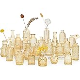 SUPMIND 24pcs Glass Bud Vase Set, Small Gold Amber Flower Vases for Centerpieces in Bulk, Mini Vintage Vase for Wedding, Home,Table Decoration