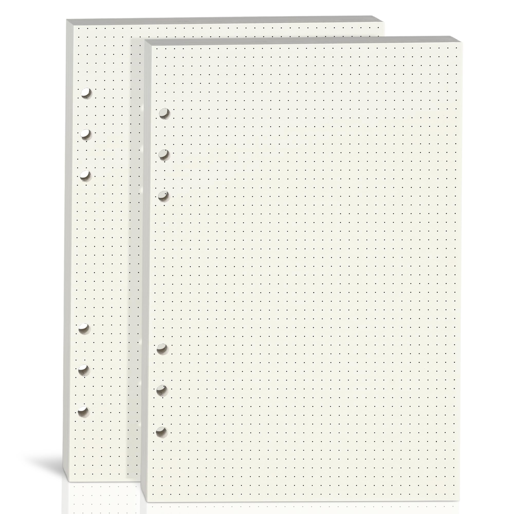 2 Pack A5 Dot Grid Paper,100GSM Thick,6-Hole Punched,A5 Dotted Paper Refill for Planner/Binders/Organizer,80 Sheets (160 Pages),8.25x5.6 Inch,Beige