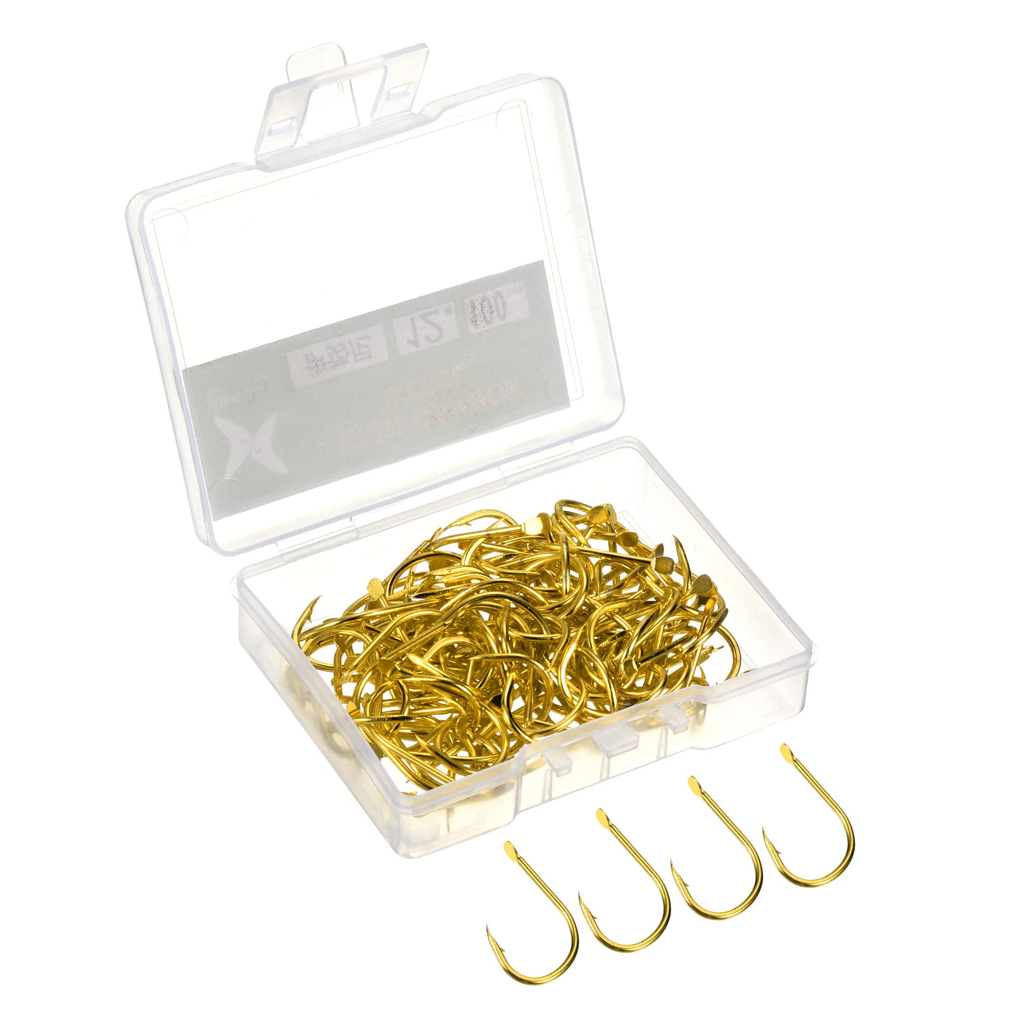 PATIKIL 12# Claw Fish Hooks, 100 Pack 0.49" High Carbon Steel Circle Hook Catfish Hook J Shape with Barbs for Freshwater Saltwater, Gold Tone