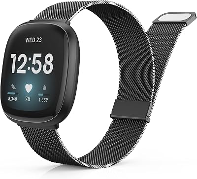 Yoohoo Strap for Fitbit Versa 3 4 Sense 2 Stainless Steel Double Magnetic Clasp