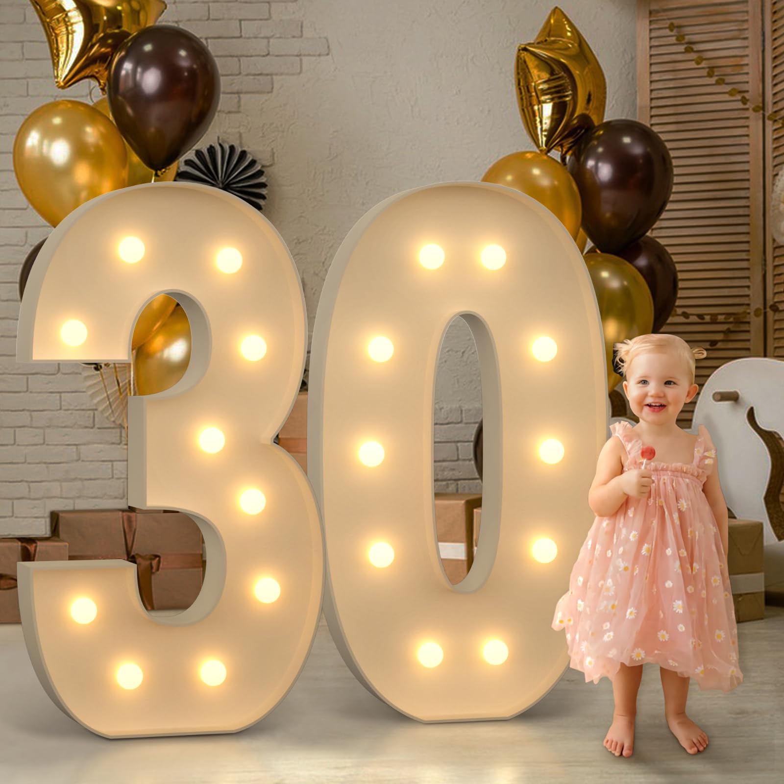 Photo 1 of imprsv Marquee Numbers 30, 4FT Light Up Number for 30th Birthday Party Decorations, Mosaic Numbers for Balloons, Large Cardboard Signs, One Balloon Frame, Number Blocks Birthday Party
