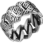 ChainsProMax Men Miami Cuban Link/Celtic/Skull Ring, Stainless Steel/Black-Send Gift Box