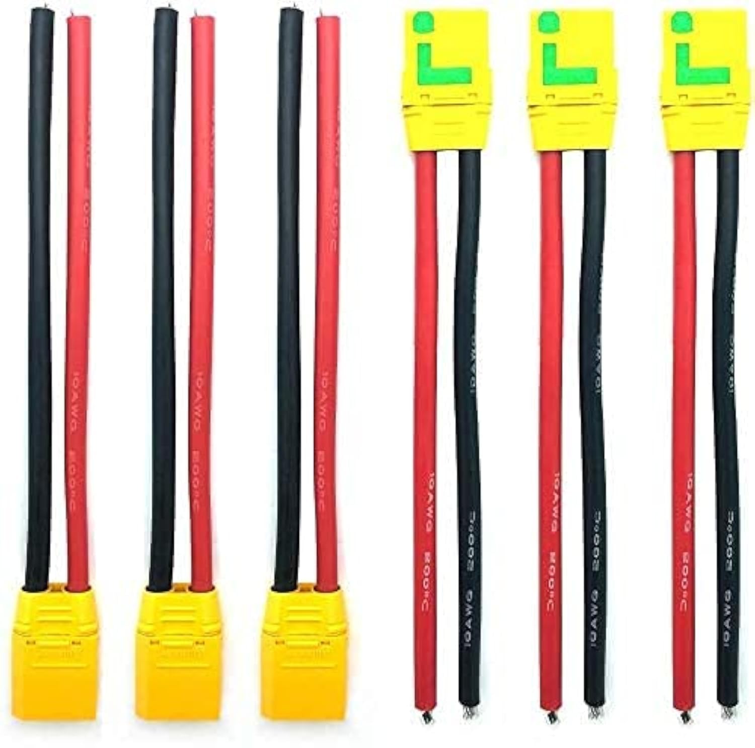 3 Pairs Amass XT90S XT90 Wire XT-90S XT 90 Plug Male and Female Connector 150mm 10AWG Silicon Wire for RC Lipo Battery FPV Racing Drone