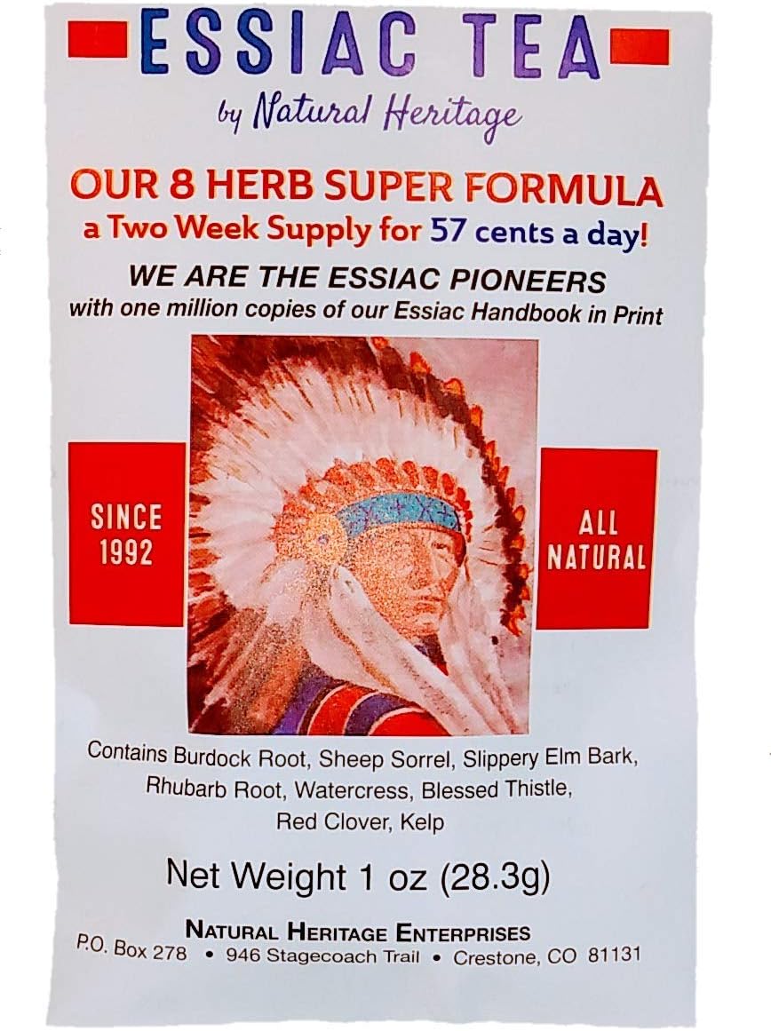 Essiac Tea, Rene Caisse Original Herbal Tea Remedy, 8 Herb Super Flor-essence, Dry Mix Packet, 57 Cents a Day