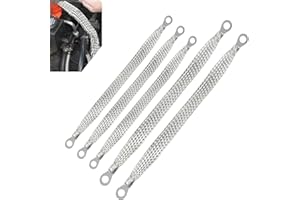 Bookeel 5 PCS Automotive Heavy Duty Engine Grounding Strap Kit, 10" + 13" 220V Metal Flat Copper Braided Ignition Coil Ground