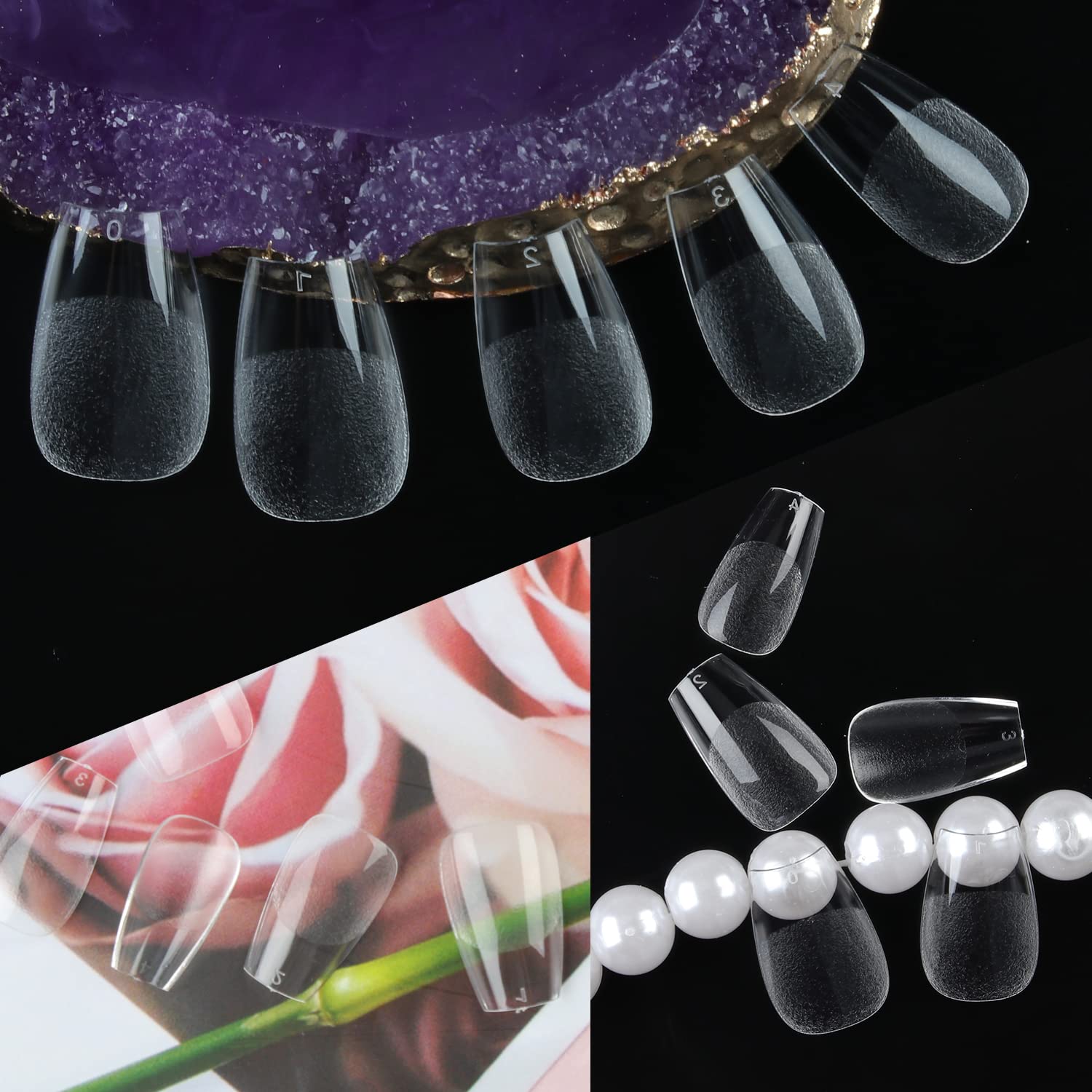 UNA GELLA Short Coffin Press on Nails - 216pcs Pre-shape Gel Tips for Full Cover Acrylic Nail Extension DIY - 12 Sizes for Home Salon - Image 5