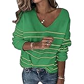 Libsorge Womens Cute Oversized V Neck Long Sleeve Sweaters Winter 2026