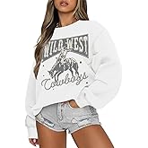 Kelxjia Western Sweatshirts For Women Oversized Cowgirl Pullover Graphic Country Sweatshirt Vintage Rodeo Long Sleeve Shirts